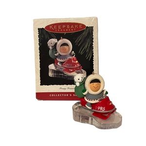 Hallmark Frosty Friends 1995 Christmas Ornament Eskimo & Polar Bear Snowmobiling